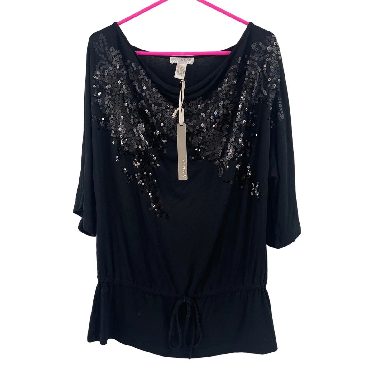 Blouse Noire Kenar à Clous Et Effet Fluide - Viscose élégante Occasion Très Bon état