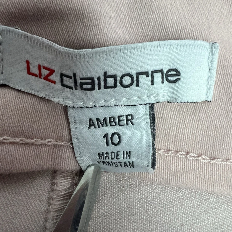Bermudas para mujer Liz Claiborne ámbar talla 10 bolsillos color rubor claro Foto 3 de 4