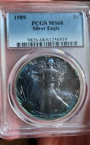 1989 BETTER DATE  PCGS MS68 American Silver Eagle Beautifully Toned ✨️/Video