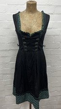 Vintage Traditional Black & Green Dirndl Oktoberfest Dress Bavarian Outfit Uk 6