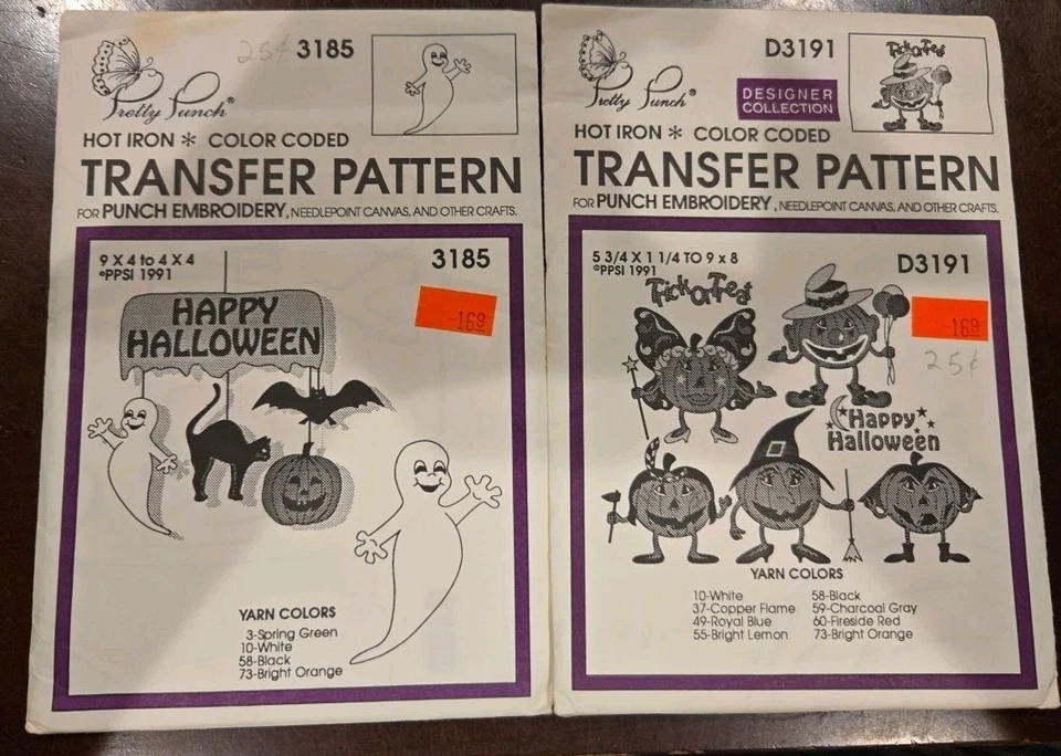 Pretty Punch VTG Hot Iron Embroidery Transfers 6 Various Holiday Designs  - Image 3 of 4