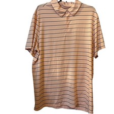 All In Motion Mens Golf Polo XL NWT Striped Peach Short Sleeve Leightweight