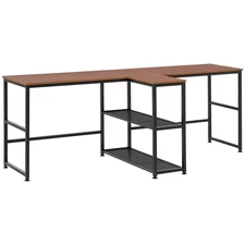 83'' Two Person Desk w/ Storage Shelves, Computer Office Desk, Writing Table