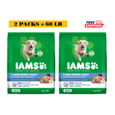 2 Packs, Iams Proactive Health Large Breed Adult Dry Dog Food with Real 30 Lb