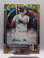 Malcolm Moore 2025 Bowman Chrome #CPAMMO gold lava RC auto 33/50 Texas Rangers