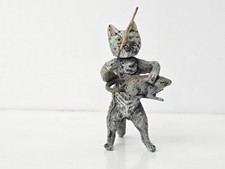 Antique metal cat nodder with rat Heyde lead
