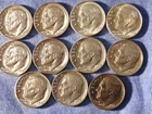 Lot of 10 Uncirculated Silver Roosevelt Dimes 1964 p + 1- 1965 p  AS29