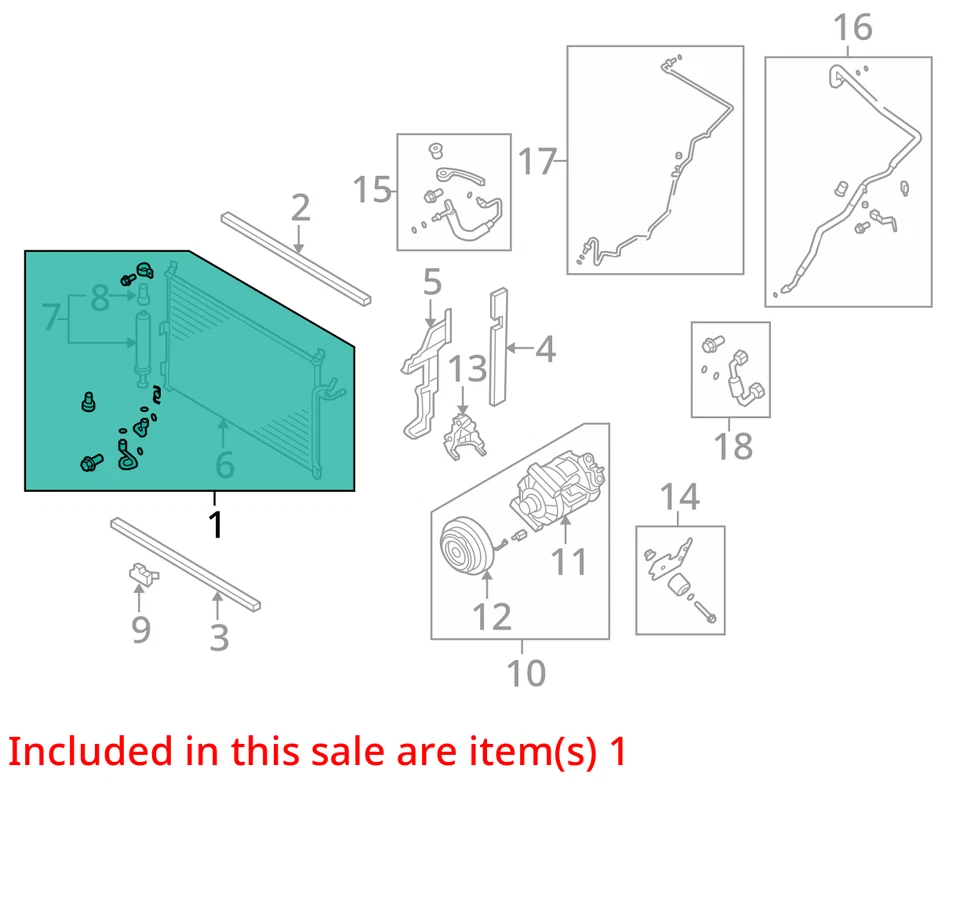 Infiniti M35 2006 2007 2008 2009 2010 2011 condensador de aire acondicionado 143 k OEM Foto 4 de 4