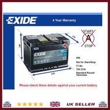 Battery fits AUDI Q2 Q3 A2 A1 A4 Allroad S5 TT A5 Q5 S1 RS3 Exide 096