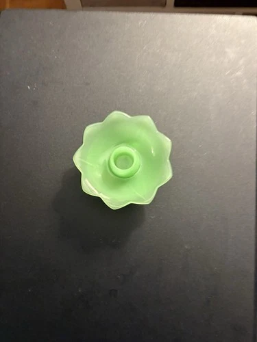 Vintage Green Fenton Glass Jadeite Lotus Tri-Footed Taper Candle Holder