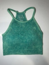Zenana Ribbed - Kelly Green Cami Bralette Round neck Crop Racerback Tank top S/M