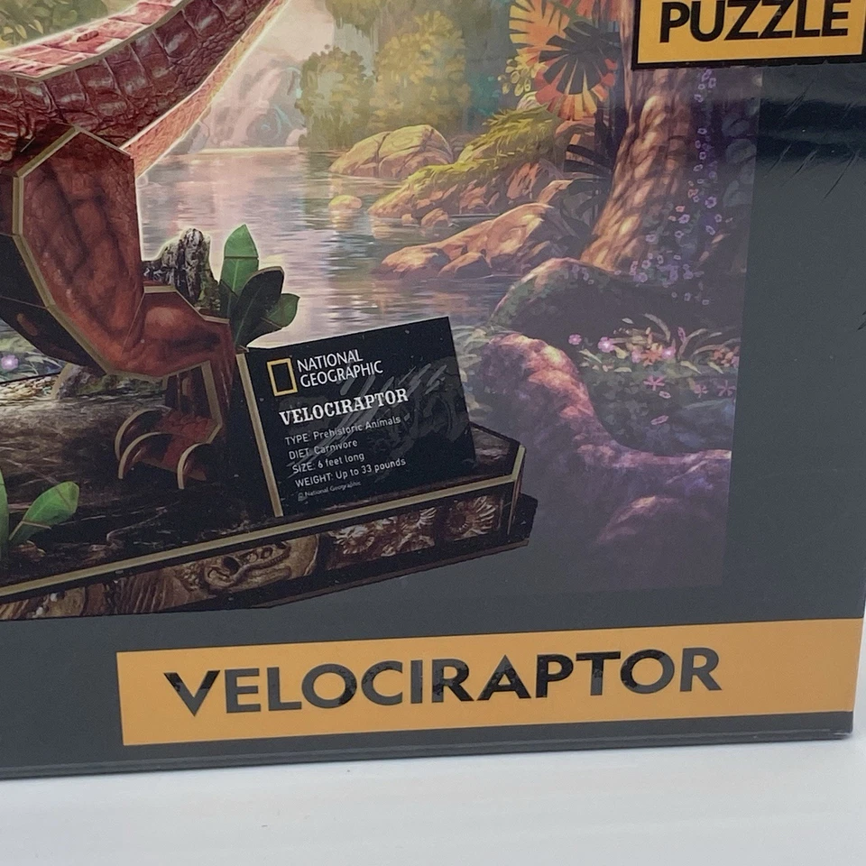 Puzzle 3D Puzzle Velociraptor National Geographic New In Box 63 Pieces - Image 3 of 4
