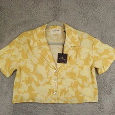 NWT The Normal Brand Ezra Crepe Cropped Shirt Small Camp Beachy Coastal