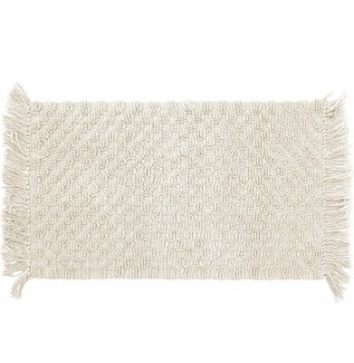 French Connection Arta Stonewash Textured Cotton Bath Rug 20 x 34 Ivory