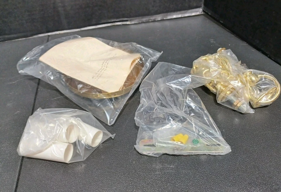 New Old Stock Forte 3 Light Solid Brass Beveled Glass Hard Wire Lighting In Box - Image 4 of 4