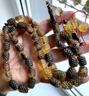 Natural Baltic Amber 62g. Islamic Prayer Rosary 33 Beads With Bubbles Tasbih