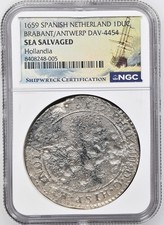1659 BRABANT/ANTWERP DAV-4454 1 DUC Shipwreck Hollandia NGC Graded SEA SALVAGED