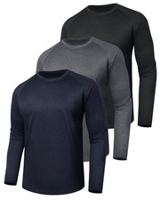3 Pack Long Sleeve Shirts for Men - Quick Dry Moisture Wicking UV Sun Protect...
