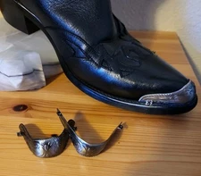 New Antique Silver Western Cowboy Boot Tips/Toe Plates Guards Pointy Toed Boots