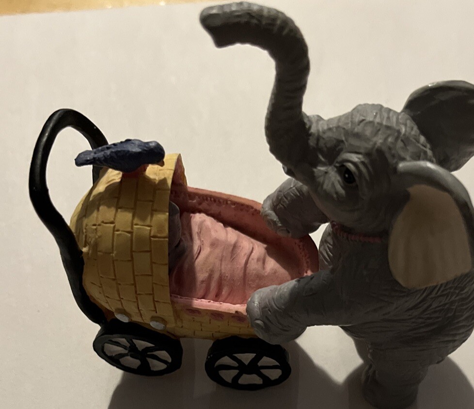 Elephant Mom & Baby in Stroller. Unique! Luckyphants Elephant