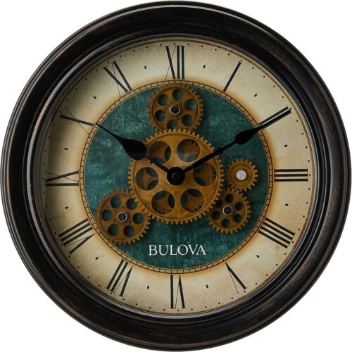 12.8-Inch Rustic Industrial Motion Wall Clock in Aged Black with Roman Numerals - Picture 5 of 7