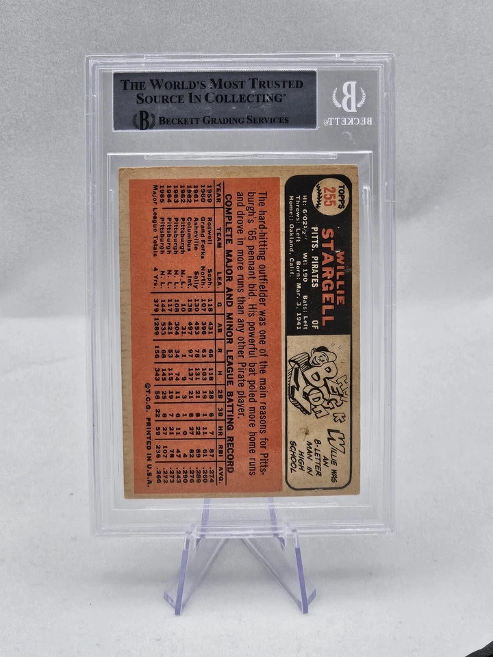 1966 Topps HOF WILLIE STARGELL Pirates Beckett Authentic Auto #255 d. 2001 - Image 3 of 3