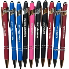 Customizable 12 Pack  2-In-1 Ballpoint Pen with Stylus Tip-FREE NAME, LOGO PRINT