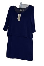 NWT Charlie Paige 3/4 Sleeve Tunic Top Sz S Navy Layered