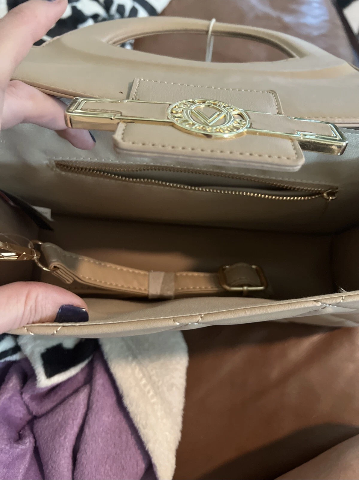 Borsa Valentino Orlandi manico superiore trapuntata nuda vegan in pelle con tracolla