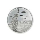 UFOs over vintage NYC 1 oz .999 Silver BU round Big Apple Alien Abduction