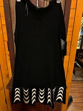 Black and White Sweater Dress Large 3/4 Sleeve