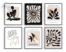Matisse prints, Neutral Set of 6 printable wall art, abstract digital download