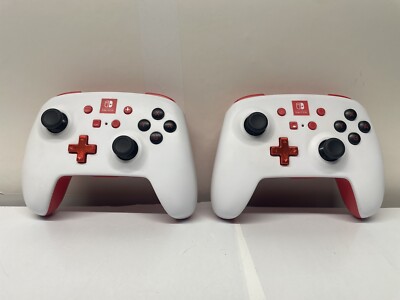 2 PowerA Enhanced Wireless Controller Nintendo Switch White/Red Tested A5