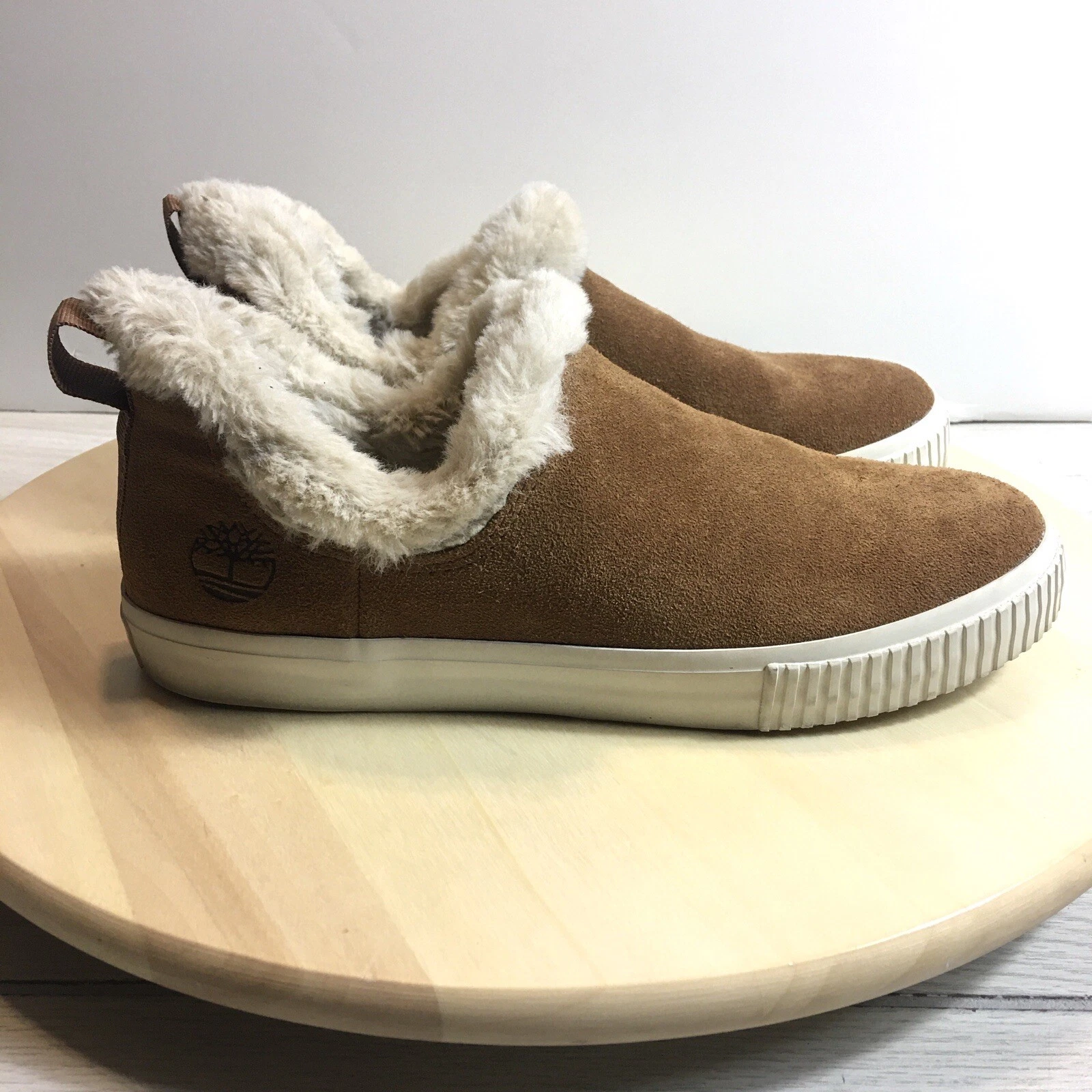 Timberland Sneakers Donna 7.5 Marrone Scamosciato Foderato Sherpa Ballerine Sportive Casual