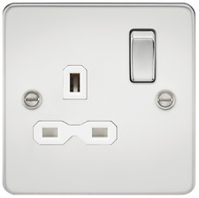 Image of Single Socket with White InsertFlat Plate 13A 1G DP Switched Knightsbridge
