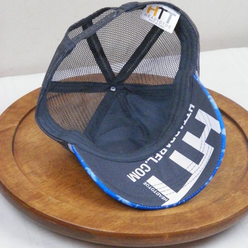 Halopalooza Baseball Hat Cap Denver Promo Trade Show Palm Trees Blue Mesh - Picture 3 of 3