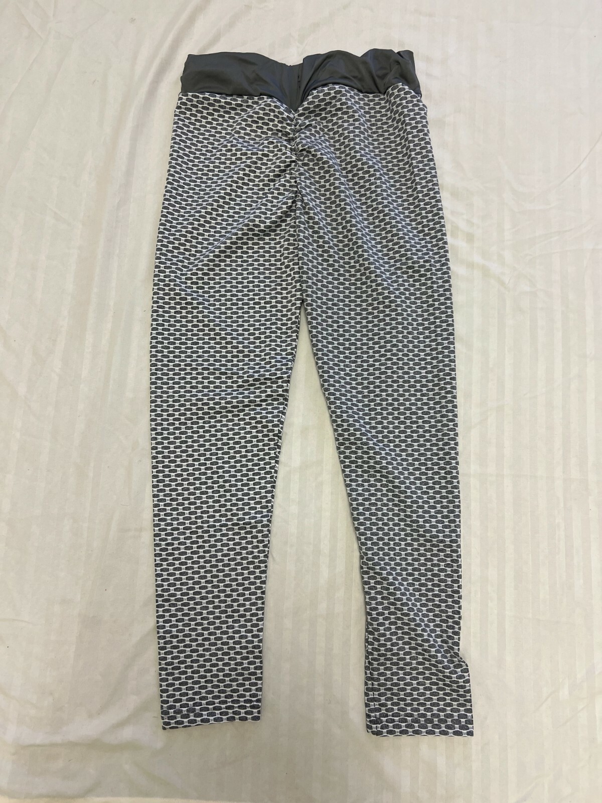 Leggings mujer talla S - patrón hexagonal 2 pr (gris/blanco y verde topacio/negro)-image