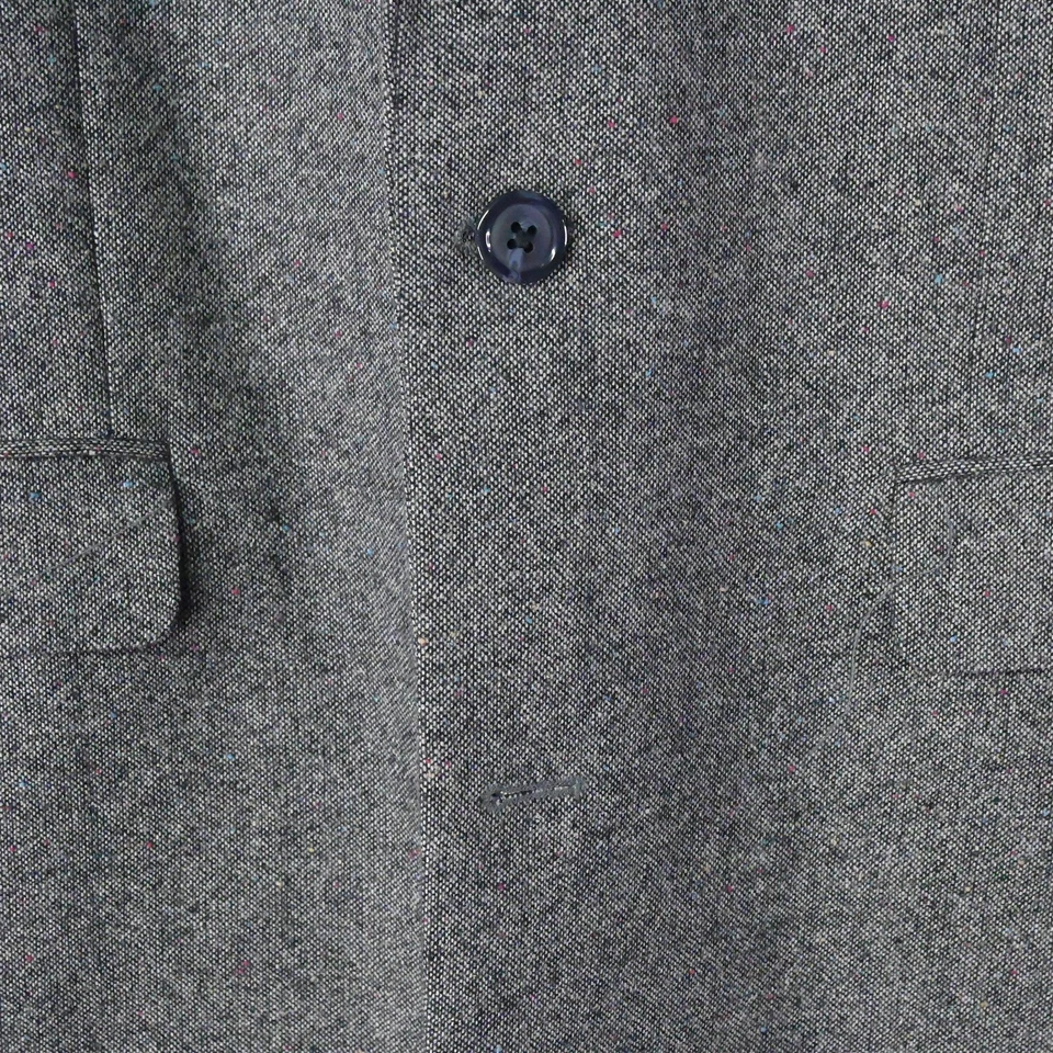 Chaqueta Blazer Abrigo Deportivo Geoffrey Beene 42L Gris Mancha Tweed Codo Parche 2Btn Foto 3 de 4