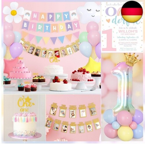 1. Geburtstag Deko Set Mädchen - Pinkes Boho Banner, Hut & Kuchen-Deko Für Die Erste Geburtstagsparty