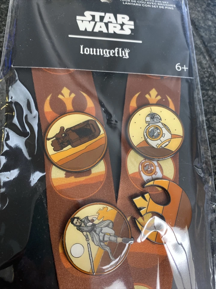 Loungefly ~ Disney Star Wars Lands Jakku Lanyard with Card Holder & 4 Pins - Image 4 of 4