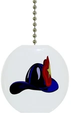 Fire Hat Fireman Solid CERAMIC Ceiling Fan Light Lamp Pull