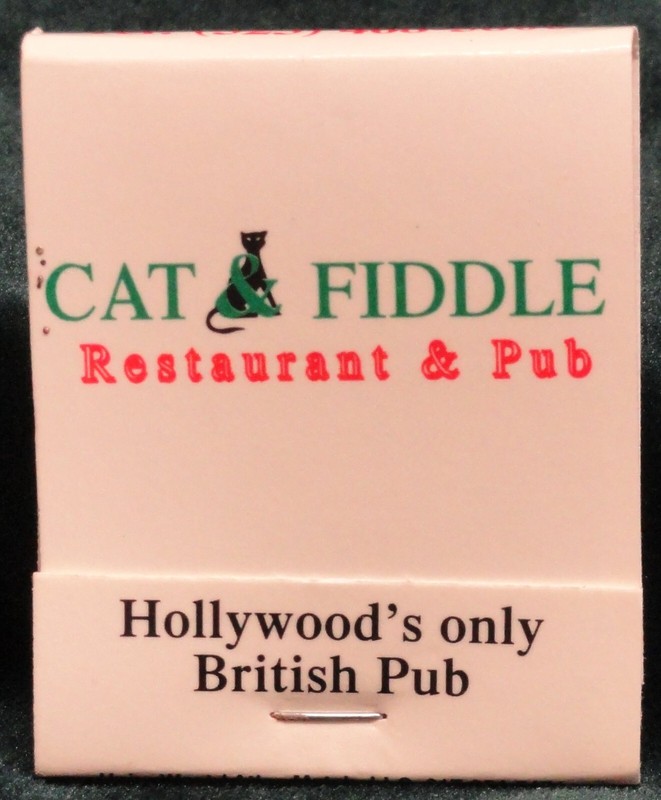 CAT AND FIDDLE PUB Sunset Blvd Hollywood California Pack of Matches
