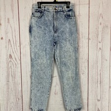 Vintage Mixed Blues Acid Wash Grunge Mom Jeans High Waist 30X28.5 USA Made 90s