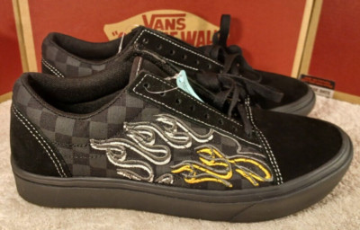 Vans ComfyCush Old Skool Ignition Checker Flames Black Yellow White--VN0A5DYC8VV