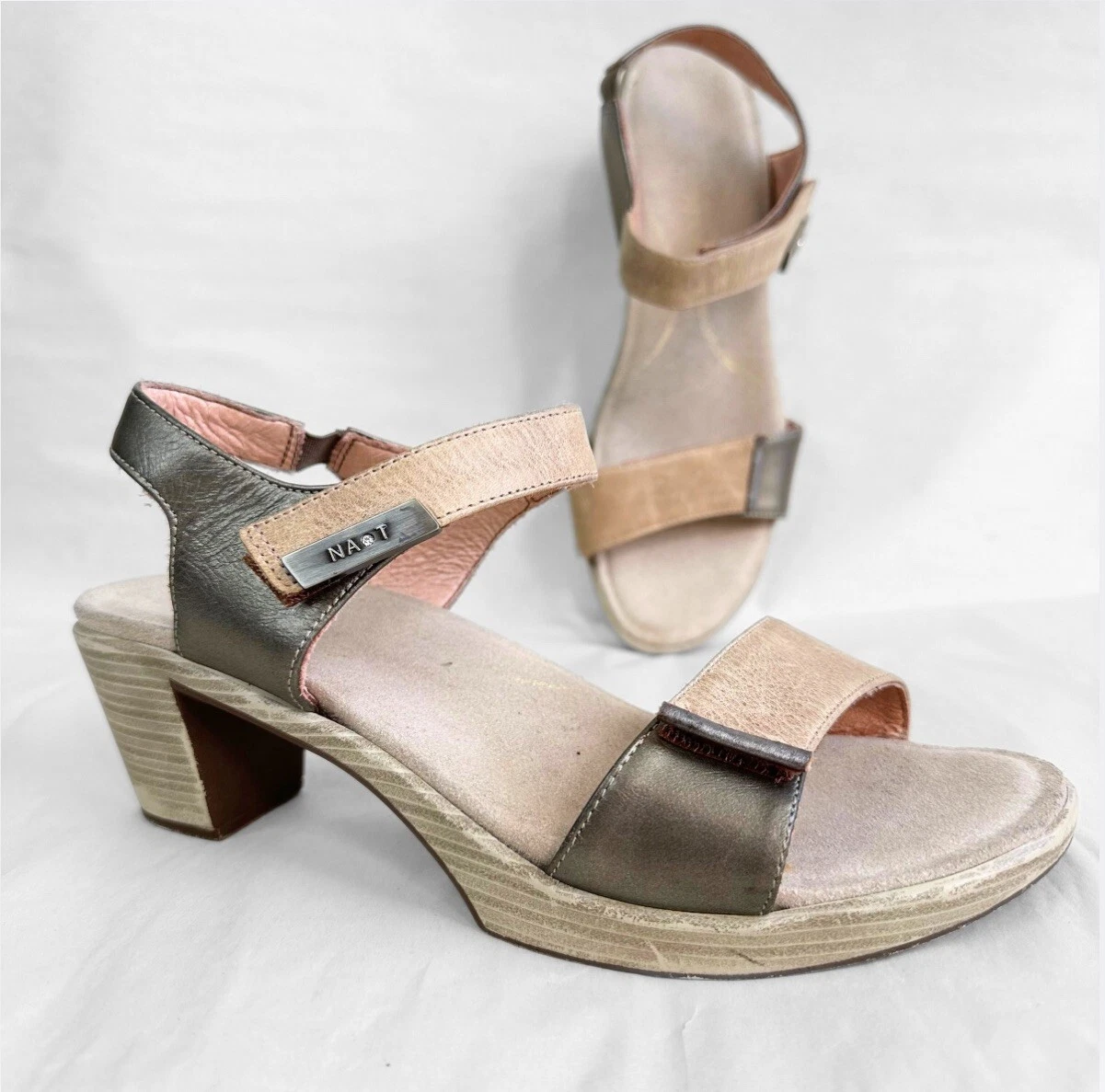 Naot Sandale Intact Femme 7,5 (38) Bretelles Cuir Réglables Talon Confort Beige