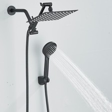 Black 8inch Rain Shower Head Combo Adjustable Extension Arm with Handheld Shower