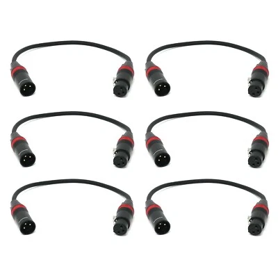 Rannsgeer 6 Pack 1 ft XLR Microphone Cable Male to Female R7201-P6