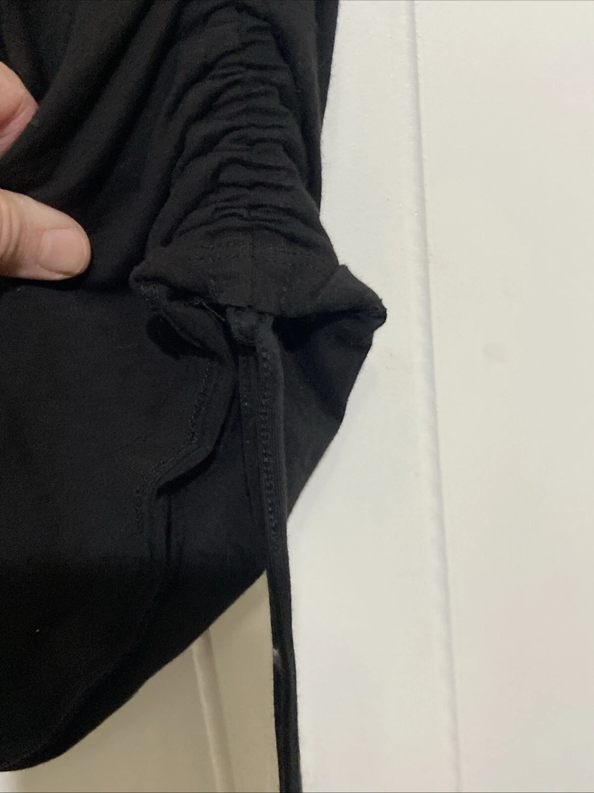 Abito Michael Kors donna S nero nuovo con etichetta body increspato manica lunga orlo con coulisse