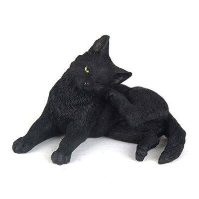  Black Cat Scratching Ear Mini Figurine 