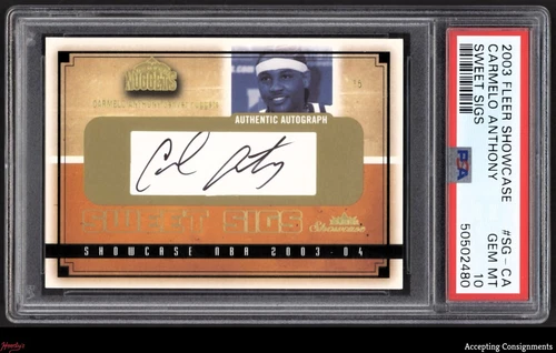 2003-04 Fleer Showcase Sweet Sigs Carmelo Anthony 30/400 ROOKIE AUTO RC PSA 10